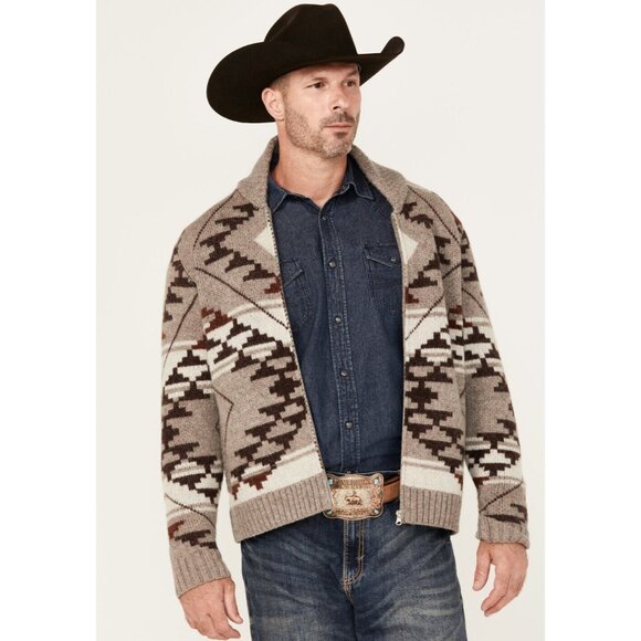 Cody James Men's Carson Southwestern Full Zip Chunky Sweater Sz L 100% Wool NEW
